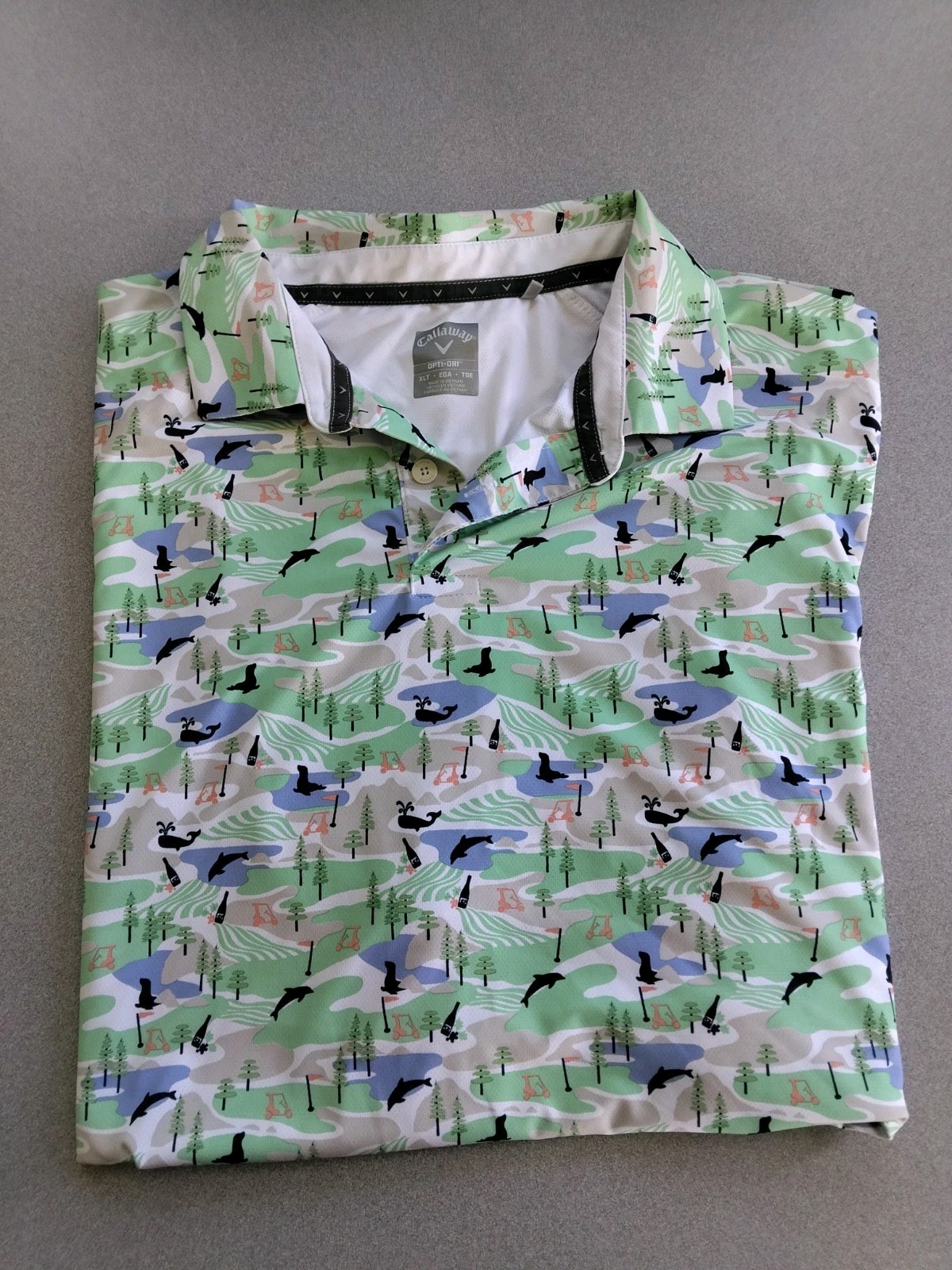 Polo Whales Dolphins Seals Aop Upf50 Mens Xlt Msrp $80