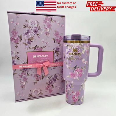 Stanley x LoveShackFancy 40oz Quencher H2.0 Tumbler Purple Flowers