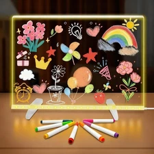 Acrylic Dry Erase Board with Light and Colors Rewritable Message Board