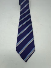 E. Marinella Napoli Silk Tie Purple Blue Gold Diagonal Stripe Made in Italy