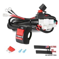 Motorcycle LED Lights Wiring Harness Kit with Handlebar Switch 10A Fuse 1 Lead