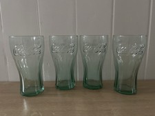 4 x Genuine Coca Cola Glasses Georgia Green Glass Coke 16oz Nucleated Base New