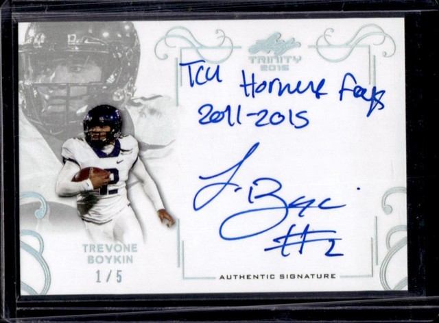 2016 Leaf Trinity Trevone Boykin Signatures Silver Spectrum Rookie RC Auto #1/5