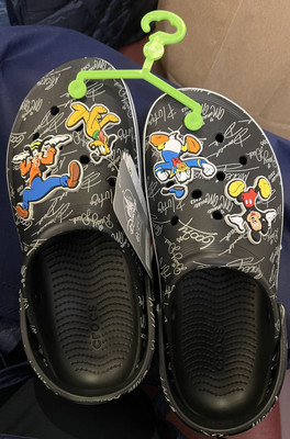 DISNEY CROCS M8 / W10 MICKEY MOUSE PALS SIGNATURE AUTOGRAPH DONALD GOOFY PLUTO