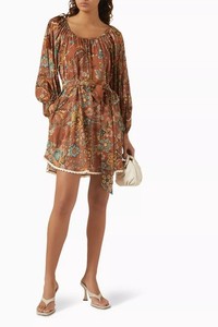 green emerald velvet dress Falbala Mini Dress - Wild Flower Embroidery