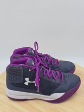 Under Armour Jet Youth Sz 5Y Basketball Shoes 1296011-962 Grey Purple Sneakers