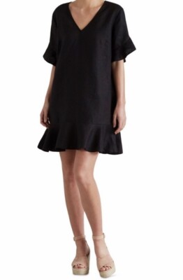 Seed Heritage Linen Flutter Sleeve Dress Sz 16 Pre Owned | eBay