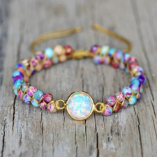 Boho Galaxy Sea Sediment Jasper Bracelet Healing Crystal Gift Elevate Taste