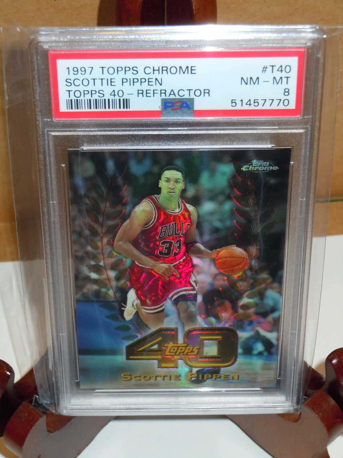 1997 Topps Chrome Topps-40 Refractor #T40 PSA 8 NM-MT Scottie Pippen💎