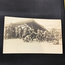 WW1 US Troops Training at Outdoor Mess Military Photo Postcard Post Card