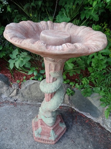 Vintage Gothic Style Stone Serpent Gargoyle Garden Birdbath Water Feature  - Bild 1 von 12