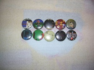 Random Video Game Ten 1 inch buttons Zelda Adventure Island Pacman Lolo Tetris