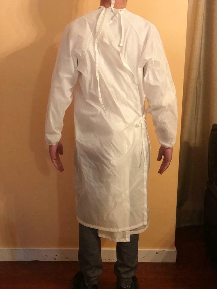 Bata quirúrgica médica lavable reutilizable, resistente al agua, talla única S-XL Foto 2 de 4