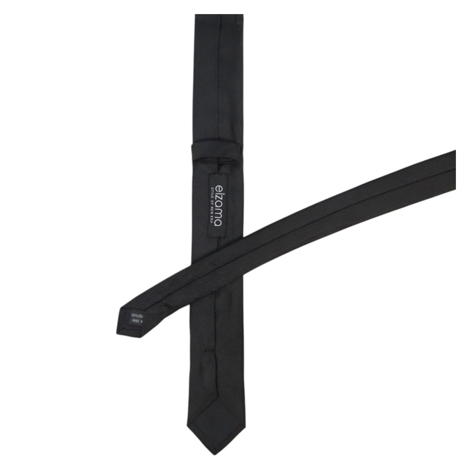 ELZAMA Mens Skinny Tie Black Solid Slim 2.0 Dress Narrow Modern Fashion Necktie - product detail image 7