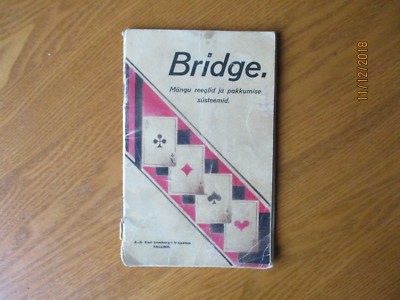 1934 ESTONIA RARE BRIDGE CARD PLAYER`S MANUAL , 0