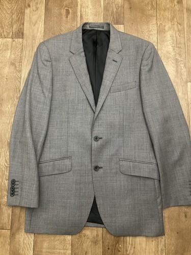 Chaqueta Blazer TM Lewin para hombre gris 100 % lana forrada de pecho único 38R A88 - Imagen 3 de 12