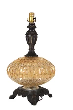 Mid-Century Gold Glass Globe Style Table Lamp Accent Lamp