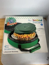 Anchor Hocking Carry Outs VTG 4 pc Insulated Food Carrier Glass Round 2Qt Dish