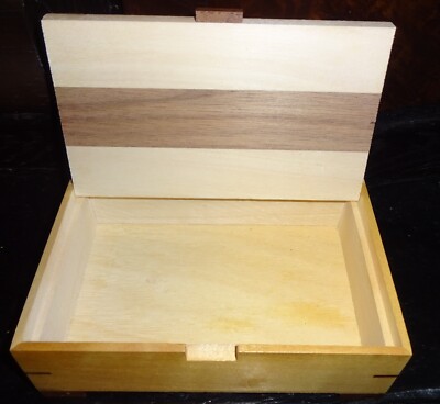 LEERE HOLZSCHACHTEL aufklappbar Holz Schachtel Holzkiste Kiste 4x Drei-Eck-Füße