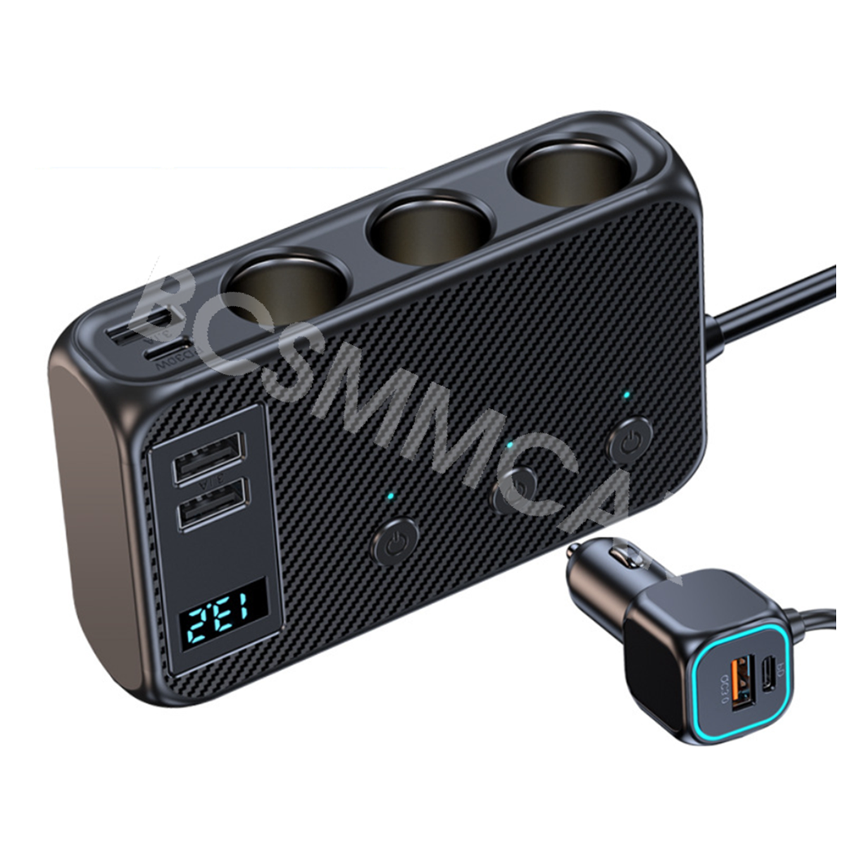 3 Way 12V 24V Multi Socket Car Cigarette Lighter Splitter PD USB Charger Adapter