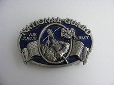 National Guard Air Force Army Enamel Military Belt Buckle Bergamot 1982 Vintage