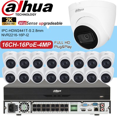 Dahua 16CH Ai NVR 4MP Mic Home Surveillance IP Smart Security Camera System lot