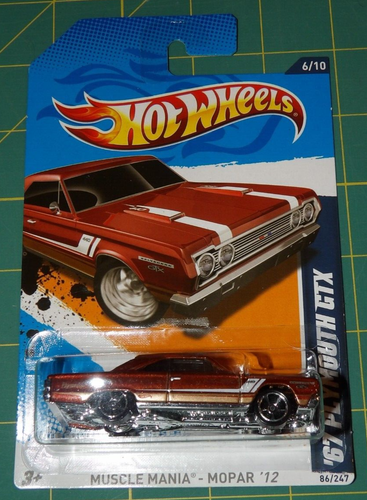 Lot of 2 - 2012 Hot Wheels Muscle Mania - MOPAR - '67 Plymouth GTX - Brown - Picture 2 of 7