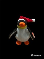 1998 Rare and Retired Ty Baby ZERO The Penguin With Christmas Santa Hat.