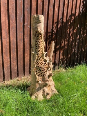 Groß - Hummeln auf Wurzel Holz Skulptur Ornament - Handarbeit auf Teakwurzel