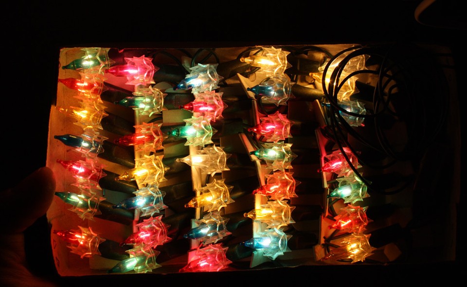 RARE VINTAGE 90'S CHRISTMAS 35 MINIATURE DIAMOND TREE LIGHTS STRING NEW ...