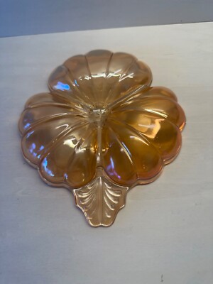 Vintage Jeanette Marigold Carnival Glass Three section candy /trinket dish