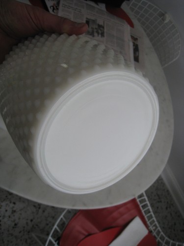 Anchor Hocking Hobnail Milk Glass Ice Bucket with Lid - Cookie Jar - Picture 6 of 7