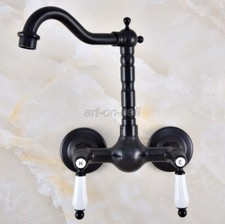 Wall Mount Bathroom Sink Faucet Basin Mixer Tap Dual Handle Oil Rubbed Bronze