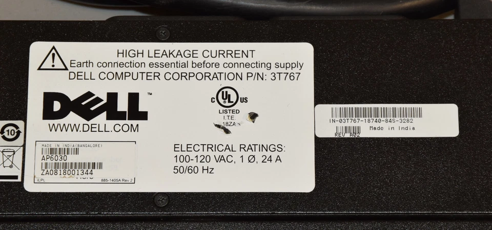 Dell 3T767 APC AP6030 Unmanaged PDU 100-120 VAC 24A L5-30P to 4x C19 Outlets - Image 2 of 4