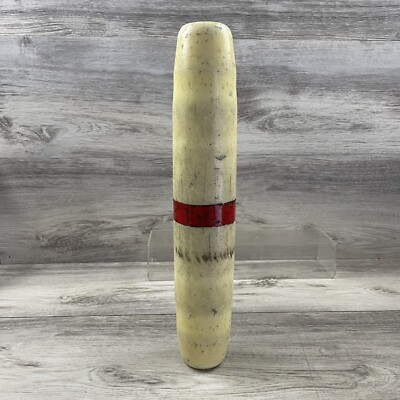 VTG Antique CANDLEPIN Bowling Pin 16  Red Stripe Hit Mark