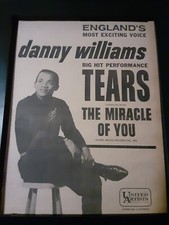 Danny Williams Tears Rare Original Promo Poster Ad Framed!