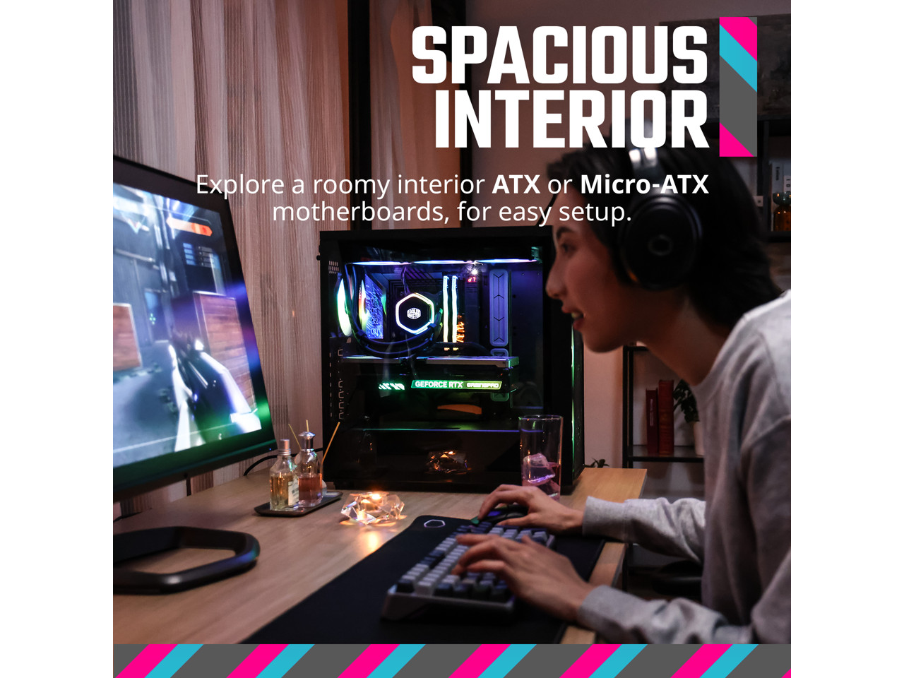 Корпус Cooler Master MasterBox 600 ATX черного цвета материнская плата с подключением к задней панели