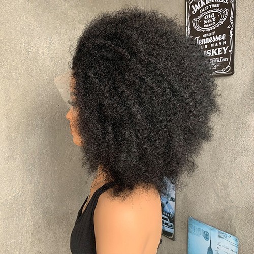 18" Blend Human Hair Afro Kinky Culry Wigs for Black Women 13x4 Lace Front Wigs - Picture 8 of 11
