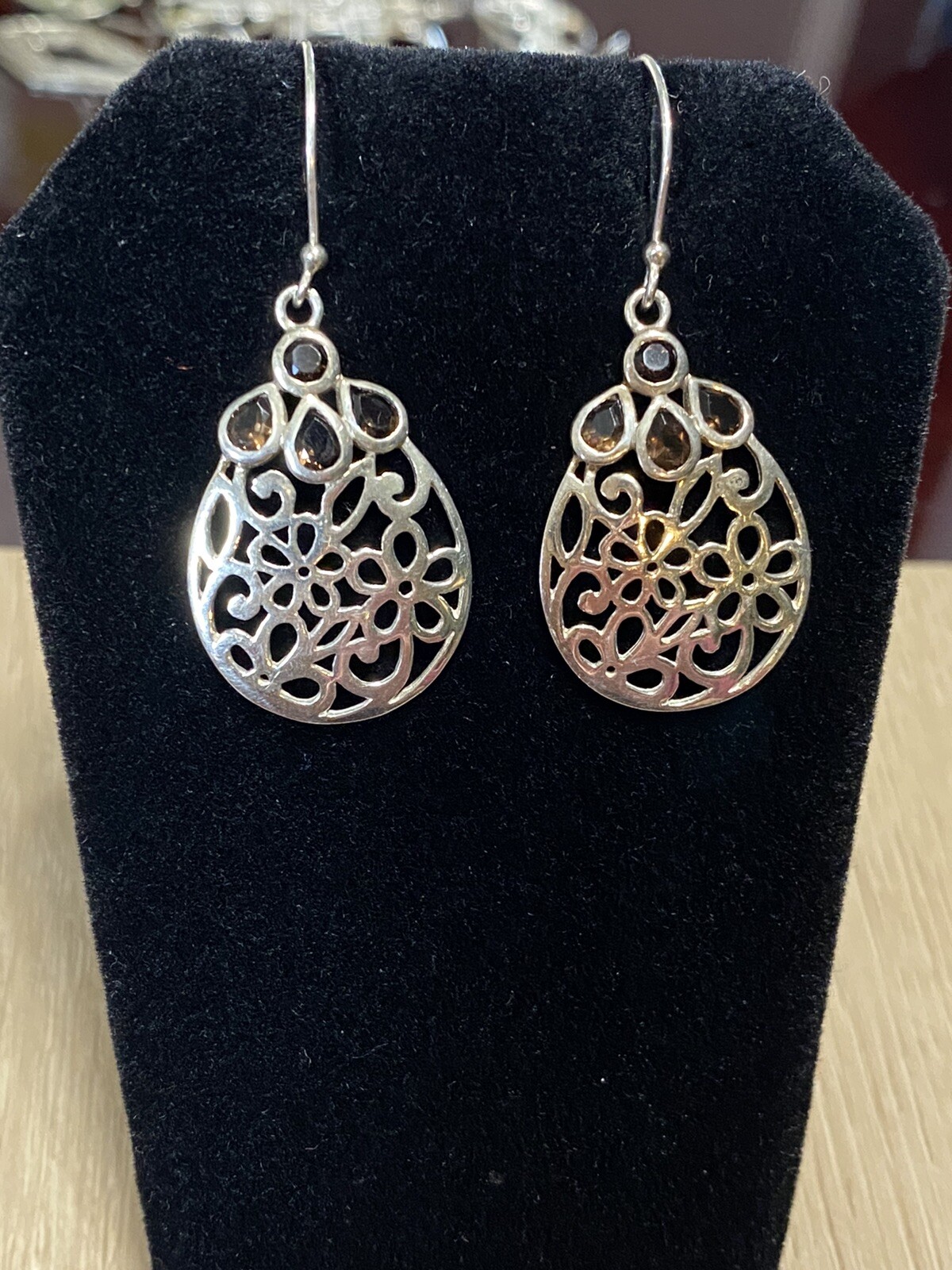 STERLING SILVER 925 HOOK DROP DANGLE EARRINGS - image 6