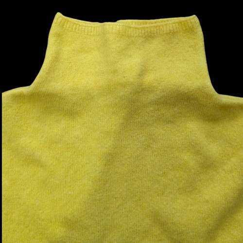 Yerse Tricolour Wool Jumper (M) Striped Lemon Yellow Camel Hair Turtle Neck - Picture 6 of 9