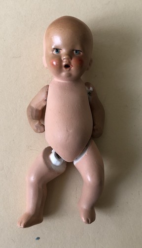 Zwei alte Puppenstuben Puppen, Babies aus Masse, gemarkt - Photo 3/7