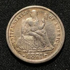 1874 Silver Seated Liberty Dime Philadelphia Mint Very Fine Condition
