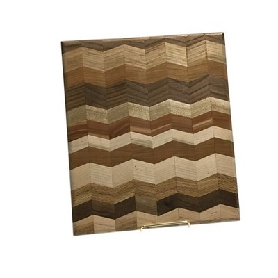 Multi-Colored Wood Chevron Cutting Board 12x10.5x0.5 Cottagecore Kitchen Decor