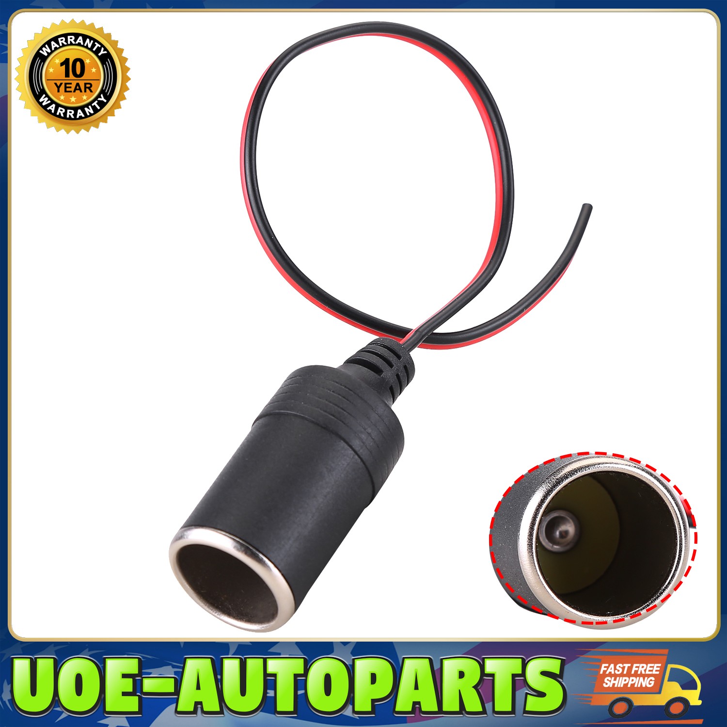 Car Cigarette Lighter Charger Cable Power Female Socket Plug Adapter DC 12V/24V. Available Now for $2.99