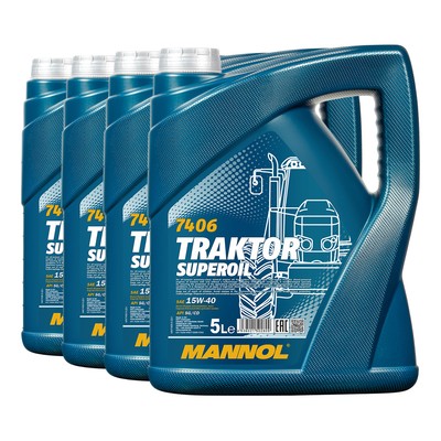 MANNOL Traktor Superoil 15W-40 Motoröl, API SG/CD, SAE 15W-40, 4x5 Liter