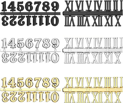 6 Pieces Clock Numerals Kit Including Arabic Number and Roman Number Hands Quart