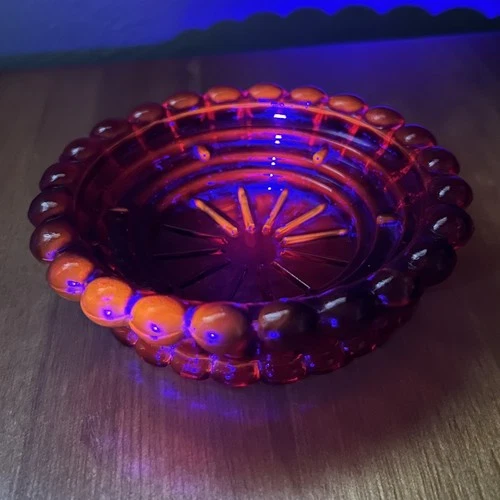 Vintage Anchor Hocking Amberina Candle Holder/Ash Tray - Cadmium Glow