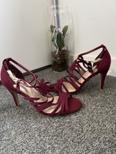 Dorothy Perkins Wide Fit Burgundy Strappy Mid Heels UK 7 New With Tags