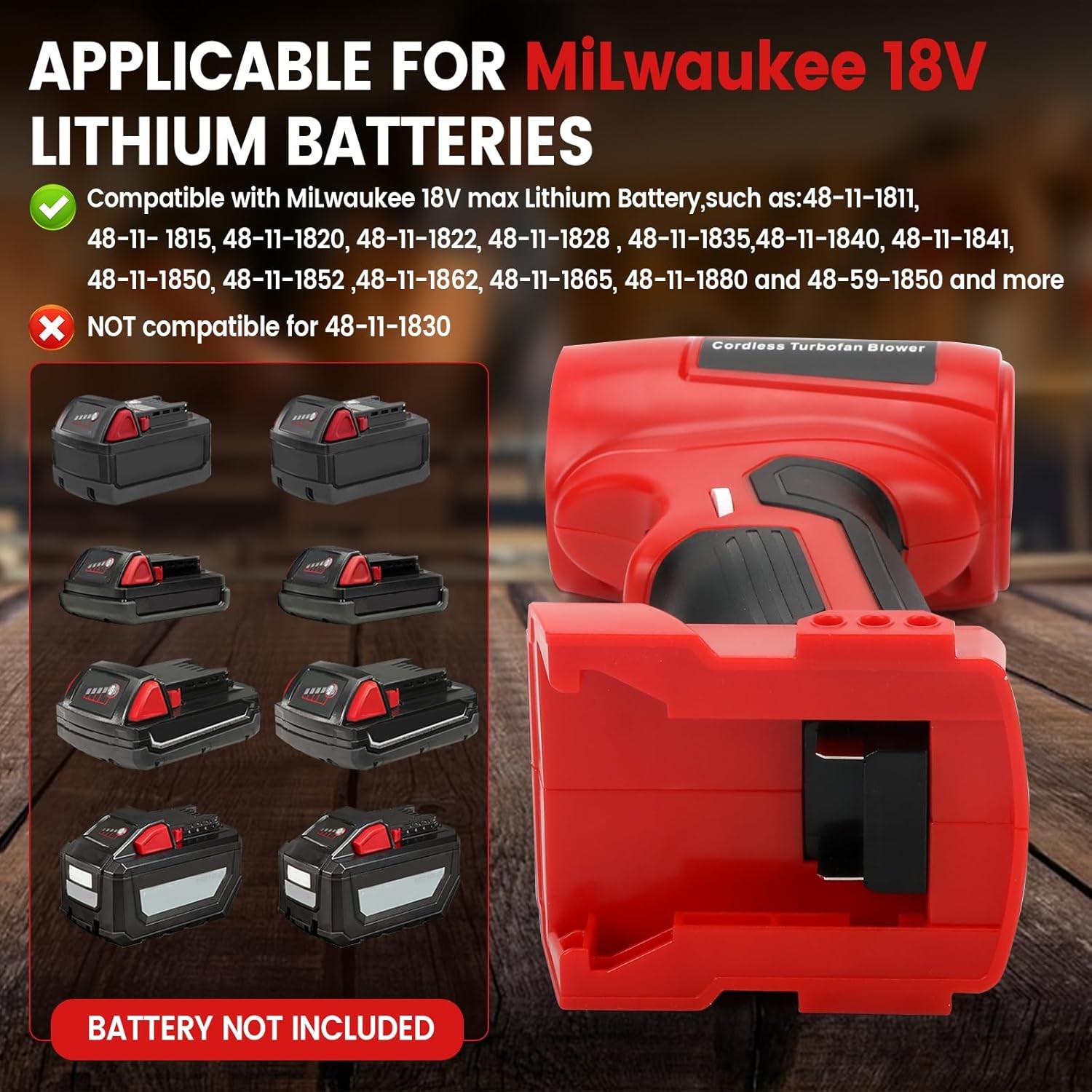 Cordless Leaf Blower for Milwaukee 18V Battery 130,000 RPM Jet Blower w/5 Nozzle