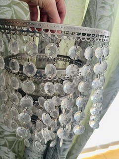 Chandelier Ceiling Lampshade. VGC. Clear Beads. Metal Frame.